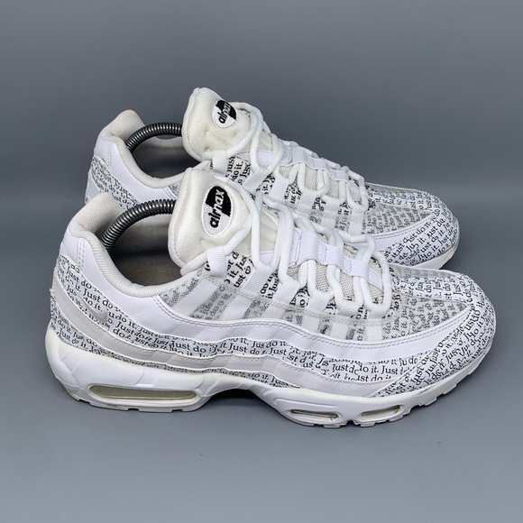 Nike Air Max 95 Just Do It White Black Running Shoes AV6246-100 Men’s Sz 10